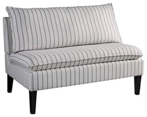 signature design by ashley arrowrock modern farmhouse striped accent bench, white & gray