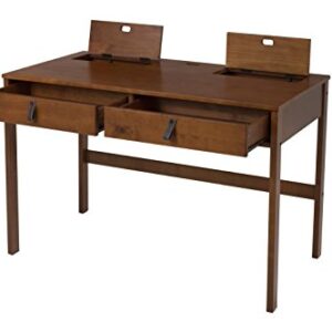 memomad Bali Home Office Solid Wood Desk with Drawers (Caramel)