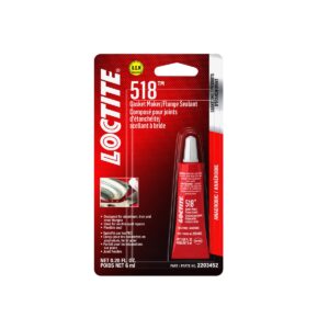 loctite 518 gasket maker & flange sealant for automotive: anaerobic, medium-strength, non-corrosive, flexes with movement, solvent-resistant | red, 6 ml tube (pn: 2203452-2096064)