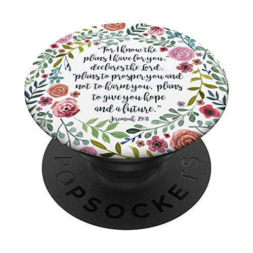 Jeremiah 29:11 Bible Verse Flower Christian Religious Quote PopSockets PopGrip: Swappable Grip for Phones & Tablets