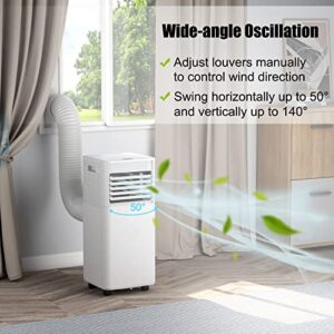 COSTWAY 10000 BTU Portable Air Conditioner with Remote Control, Energy Efficient for Rooms Up to 400 Sq. Ft, Cooling, Dehumidifying, 3 Fan Speed Settings, Clear LED Display, White-Update