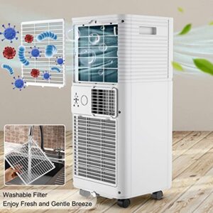 COSTWAY 10000 BTU Portable Air Conditioner with Remote Control, Energy Efficient for Rooms Up to 400 Sq. Ft, Cooling, Dehumidifying, 3 Fan Speed Settings, Clear LED Display, White-Update