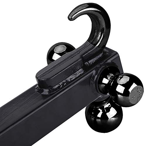 NBJINGYI 2" Trailer Hitch Tri Ball Mount with Hook 1-7/8", 2", 2-5/16" Black Plated Balls and Hook