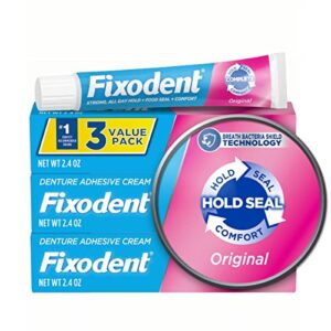 fixodent complete original denture adhesive cream, 2.4 ounce (pack of 3)