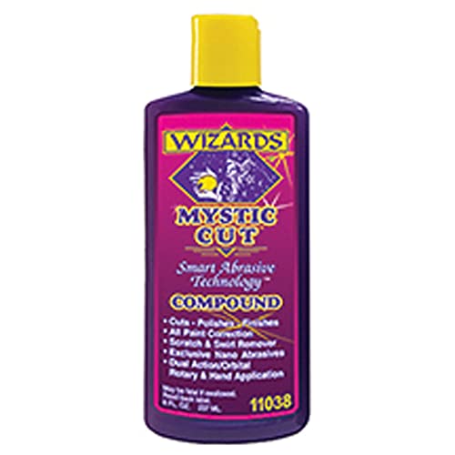 Wizards Mystic Cut Smart Abrasive for Auto Detailing Supplies - No Mess Scratch Remover For Vehicles - Water Based Cutting Compound - Removes Swirls, Defects, Fading, Water Spots - 8 oz