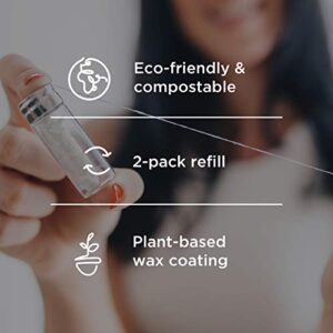 Biodegradable Dental Floss Refills 2-pack | For Refillable Glass Holder | Naturally Waxed With Candelilla Wax | 100% Compostable | Natural Silk Spools of 66 yds/60m | Eco-Friendly Zero Waste Oral Care