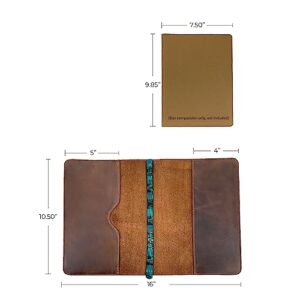 Hide & Drink, Rustic Leather Refillable Journal Cover Compatible with Notebook XL (7.5 x 9.75 in) w/Tipico Strap, Office & Work Essentials, Handmade (Bourbon Brown)