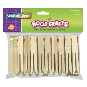 creativity street flat slotted clothespins, natural, 3.75", 40 per pack, 6 packs