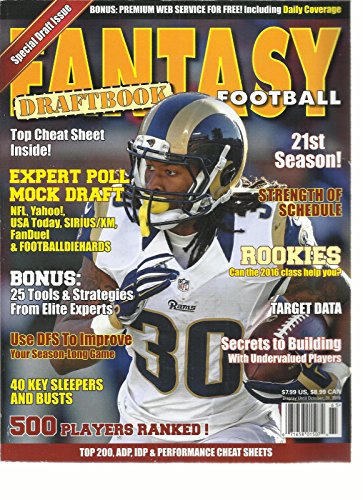 FANTASY FOOTBALL DRAFT BOOK,2016 SPECIAL DRAFT ISSUE (500 PLAYERS RANKED !)