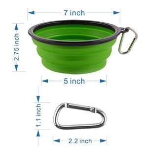 Large Collapsible Dog Bowls, 34oz Portable Foldable Travel Water Bowl Food Dishes with Carabiner Clip for Traveling, Hiking, Walking, 2 Pack (Purple+Green)