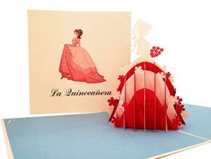 igifts and cards happy la quinceañera 3d pop up greeting card - 15th birthday, grace, pink party, feliz quince, gift, rose, unique special dance, congratulations, fancy dress, celebration, birthday