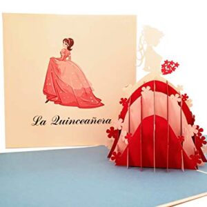 iGifts And Cards Happy La Quinceañera 3D Pop Up Greeting Card - 15th Birthday, Grace, Pink Party, Feliz Quince, Gift, Rose, Unique Special Dance, Congratulations, Fancy Dress, Celebration, Birthday