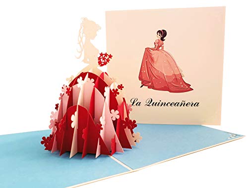 iGifts And Cards Happy La Quinceañera 3D Pop Up Greeting Card - 15th Birthday, Grace, Pink Party, Feliz Quince, Gift, Rose, Unique Special Dance, Congratulations, Fancy Dress, Celebration, Birthday