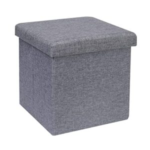 b fsobeiialeo storage ottoman cube, linen small coffee table, foot rest stool seat, folding toys chest collapsible for kids grey 11.8"x11.8"x11.8"