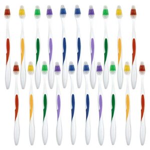decorrack 20 toothbrushes affordable bulk pack of disposable manual tooth brushes for travel, hotel, guest, good for single use, cleaning -bpa free- plastic toothbrush (not individually wrapped)