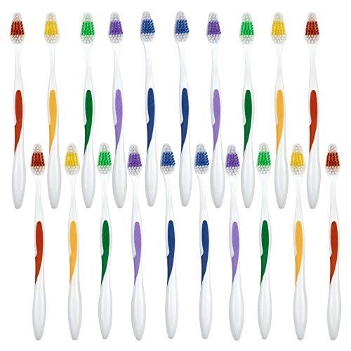 DecorRack 20 Toothbrushes Affordable Bulk Pack of Disposable Manual Tooth Brushes for Travel, Hotel, Guest, Good for Single Use, Cleaning -BPA Free- Plastic Toothbrush (Not Individually Wrapped)