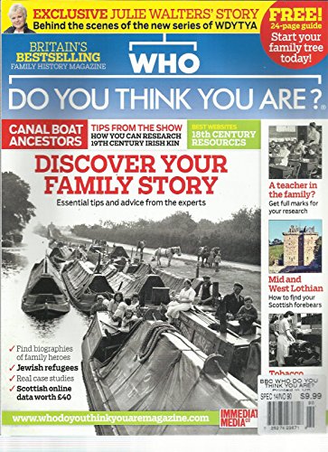 BBC WHO DO YOU THINK YOU ARE ? SEPTEMBER, 2014 (BRITAIN'S BEST SELLING FAMILY