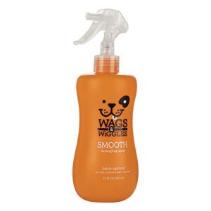 Wags & Wiggles Smooth Detangling Spray in Juicy Apricot | Dog Grooming Detangler Spray to Eliminate Knots, Mats, and Tangles | Dog Freshening Spray, 12 Ounces