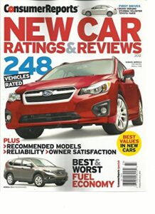 consumer reports, new car ratings & reviews 2012 (248 vehicles rated)