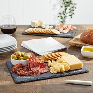 Juvale Set of 6 Black Slate Charcuterie Boards with Chalk, Individual Stone Plates for Cheese, Meat, Appetizers (8 x 12 In)