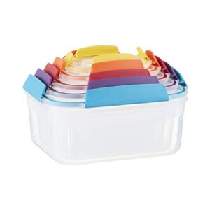 Joseph Joseph Nest Lock, 5 Piece Plastic Food Kitchen Storage Container set with lids, Leak Proof, Airtight, Space Saving, BPA free- Multicolour