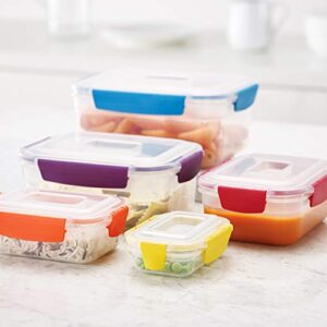 Joseph Joseph Nest Lock, 5 Piece Plastic Food Kitchen Storage Container set with lids, Leak Proof, Airtight, Space Saving, BPA free- Multicolour