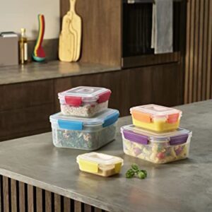 Joseph Joseph Nest Lock, 5 Piece Plastic Food Kitchen Storage Container set with lids, Leak Proof, Airtight, Space Saving, BPA free- Multicolour