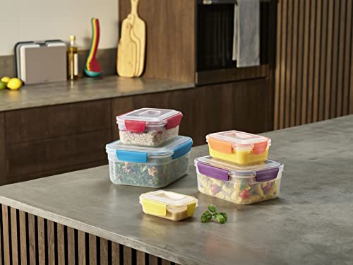 Joseph Joseph Nest Lock, 5 Piece Plastic Food Kitchen Storage Container set with lids, Leak Proof, Airtight, Space Saving, BPA free- Multicolour