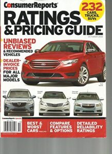 consumer reports, rating & pricing guide, october, 2012 (unbiased reviews)