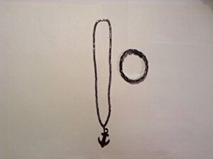 16 ' hematite bead choker necklace anchor pendant & adjustable hematite bracelet