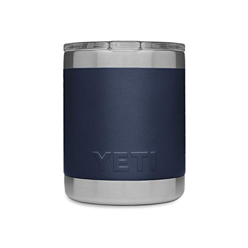 YETI Rambler 10 oz Lowball, Vacuum Insulated, Stainless Steel with Standard Lid, Navy