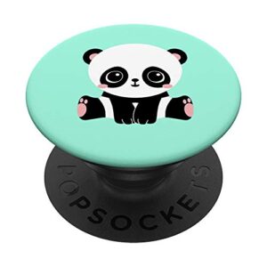 cute kawaii baby panda pop socket mint green animal lover popsockets popgrip: swappable grip for phones & tablets
