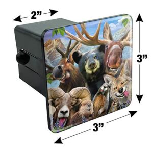 Rocky Mountain Animals Selfie Bear Moose Elk Ram Beaver Fox Tow Trailer Hitch Cover Plug Insert