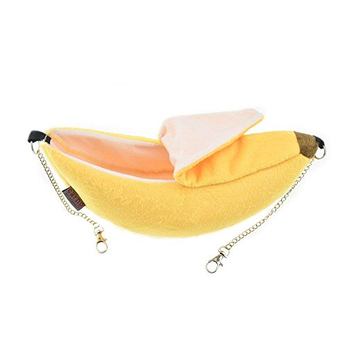 ISMARTEN Banana Hamster Bed House Hammock Small Animal Warm Bed House Cage Nest Hamster Accessories for Sugar Glider Hamster Small Bird Pet (Banana)