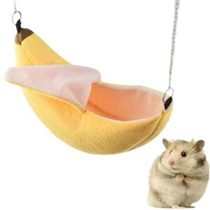 ISMARTEN Banana Hamster Bed House Hammock Small Animal Warm Bed House Cage Nest Hamster Accessories for Sugar Glider Hamster Small Bird Pet (Banana)