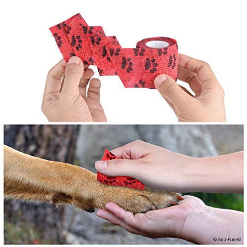 Self Adhering Bandage - Injury Wrap Tape for Dogs - Pack of 6 - Supports Muscles and Joints - Does not Stick to Hair - Elastic, Water Repellent, Breathable - Relieves Stress (for Dogs)