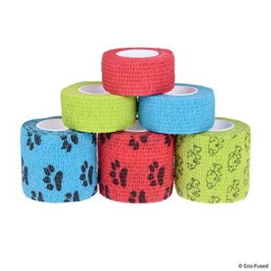 Self Adhering Bandage - Injury Wrap Tape for Dogs - Pack of 6 - Supports Muscles and Joints - Does not Stick to Hair - Elastic, Water Repellent, Breathable - Relieves Stress (for Dogs)