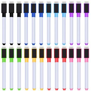 boao 24 pieces erase marker with erasers small whiteboard dry erase markers magnetic dry erase markers with erasers cap for school and office, 8 assorted colors