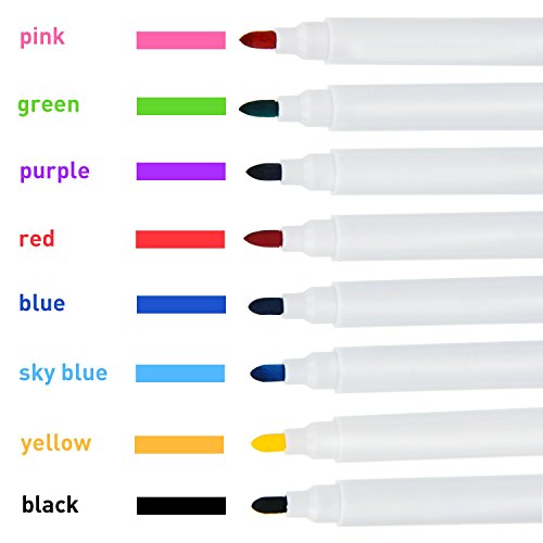 Boao 24 Pieces Erase Marker with Erasers Small Whiteboard Dry Erase Markers Magnetic Dry Erase Markers with Erasers Cap for School and Office, 8 Assorted Colors