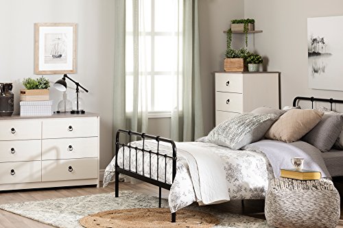 South Shore Plenny 6-Drawer Double Dresser White Wash and Weathered Oak