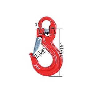 AMOPA Half-Linked Winch Hook Tow Crane Lift w/Clevis Safety Latch for 4x4 Jeep Off-Road (Red)