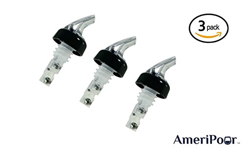 AmeriPour - Measured Pourer - Liquor Bottle Pourers - Collared - (3pk) Made 100% In The USA. Bar Spouts That Don't Leak - No Cracks, Just A Perfect Cocktail Pour Everytime. Great for Wine Too! (1.5oz)