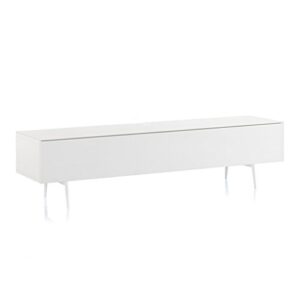 SONOROUS ST-360 Premium TV Stand for Living Room - Luxury Wood & Glass Media Console with Metal Legs - Modern TV & Media Furniture with Storage - White TV Table Support up to 75" - White Wood Cover