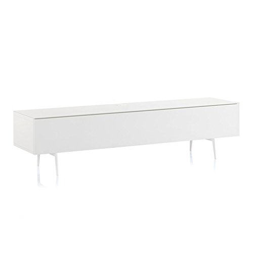 SONOROUS ST-360 Premium TV Stand for Living Room - Luxury Wood & Glass Media Console with Metal Legs - Modern TV & Media Furniture with Storage - White TV Table Support up to 75" - White Wood Cover