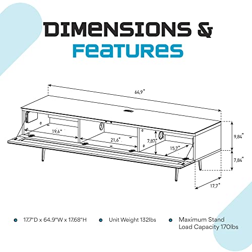 SONOROUS ST-360 Premium TV Stand for Living Room - Luxury Wood & Glass Media Console with Metal Legs - Modern TV & Media Furniture with Storage - White TV Table Support up to 75" - White Wood Cover