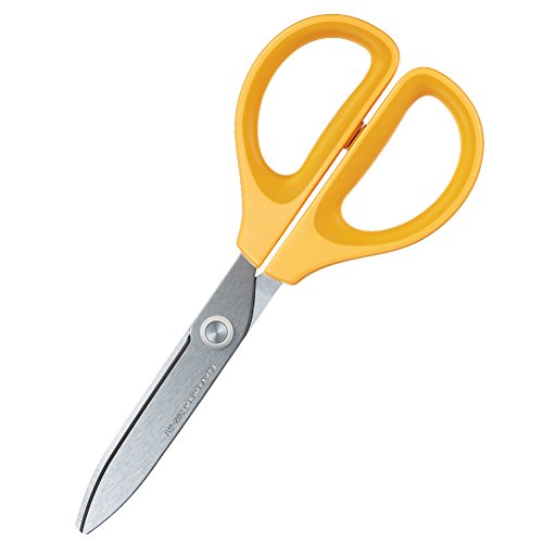 Kokuyo Saxa Scissors, Yellow, Standard Blade, Symmetrical Handle for Both Right-Hand and Left-Hand, Japan Import (HASA-280Y)