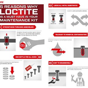 LOCTITE 263 Threadlocker for Automotive: High-Strength, Oil Tolerant, High-Temperature, Fluorescent, Anaerobic, Heavy Duty Applications | Red, 6 ml Tube (PN: 2203451)