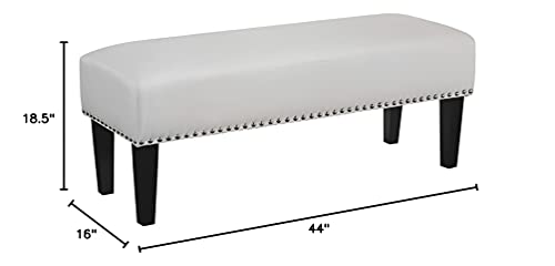 Signature Design by Ashley Beauland Contemporary Upholstered Accent Bench with Nailhead Trim, Beige