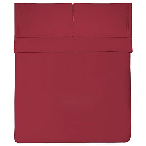 Split King Sheets - Breathable Luxury Sheets with Full Elastic & Secure Corner Straps Built In - 1800 Supreme Collection Extra Soft Deep Pocket Bedding Set, Sheet Set, Split King Size, Burgundy