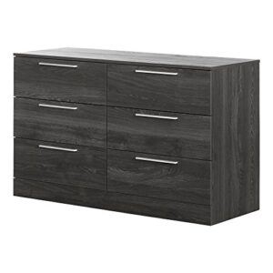 south shore step one essential 6-drawer double dresser, gray oak